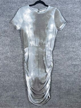 Fate Womens Small Blue Gray Tie Dye Modest Bodycon Dress 90s Y2K Festival Grunge